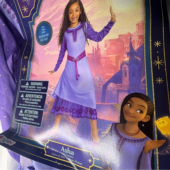 Disney Movie WISH Asha Princess Dress Cosplay Purple Stage Gown Suit Girls 3T 4T - Picture 8 of 10